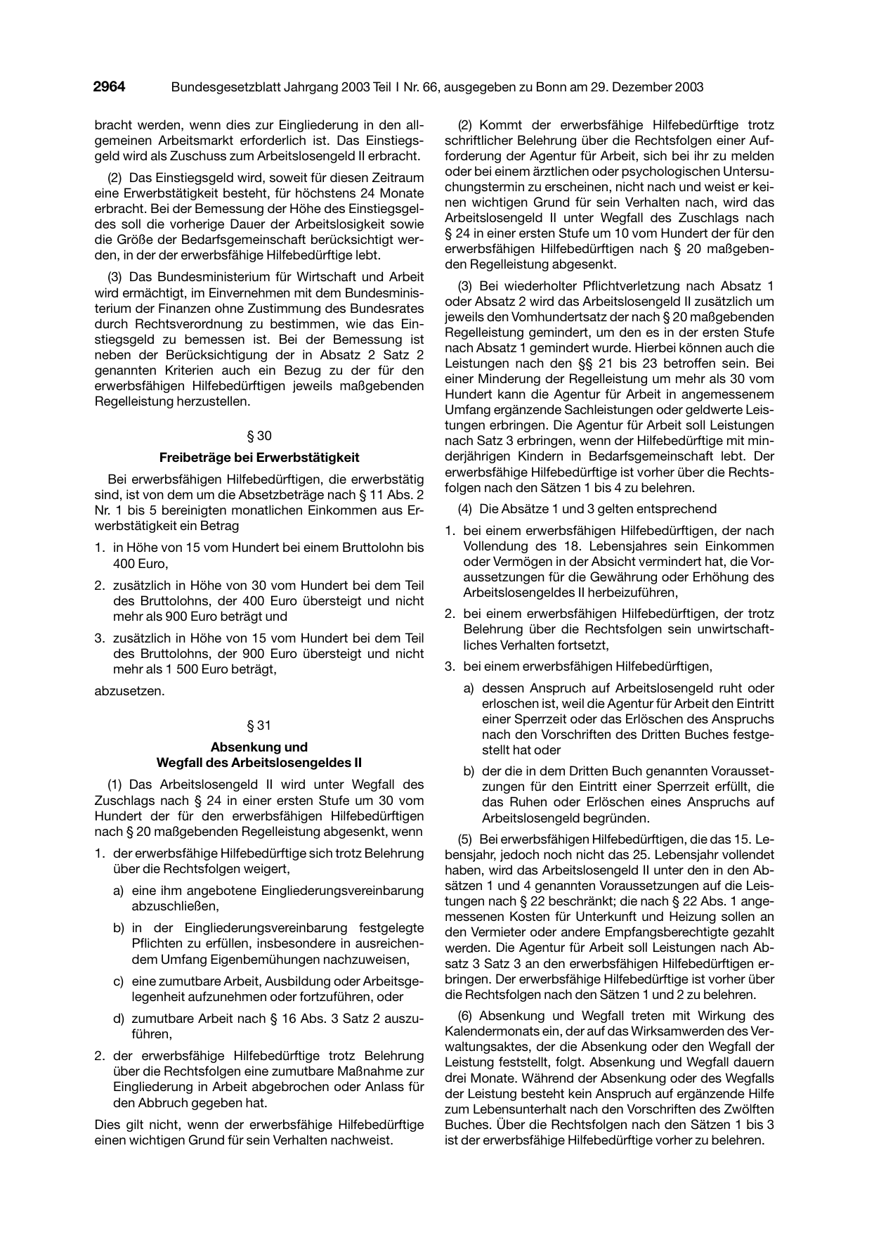 BGBl. 2003, Seite 2964 — Originalseite als Abbildung