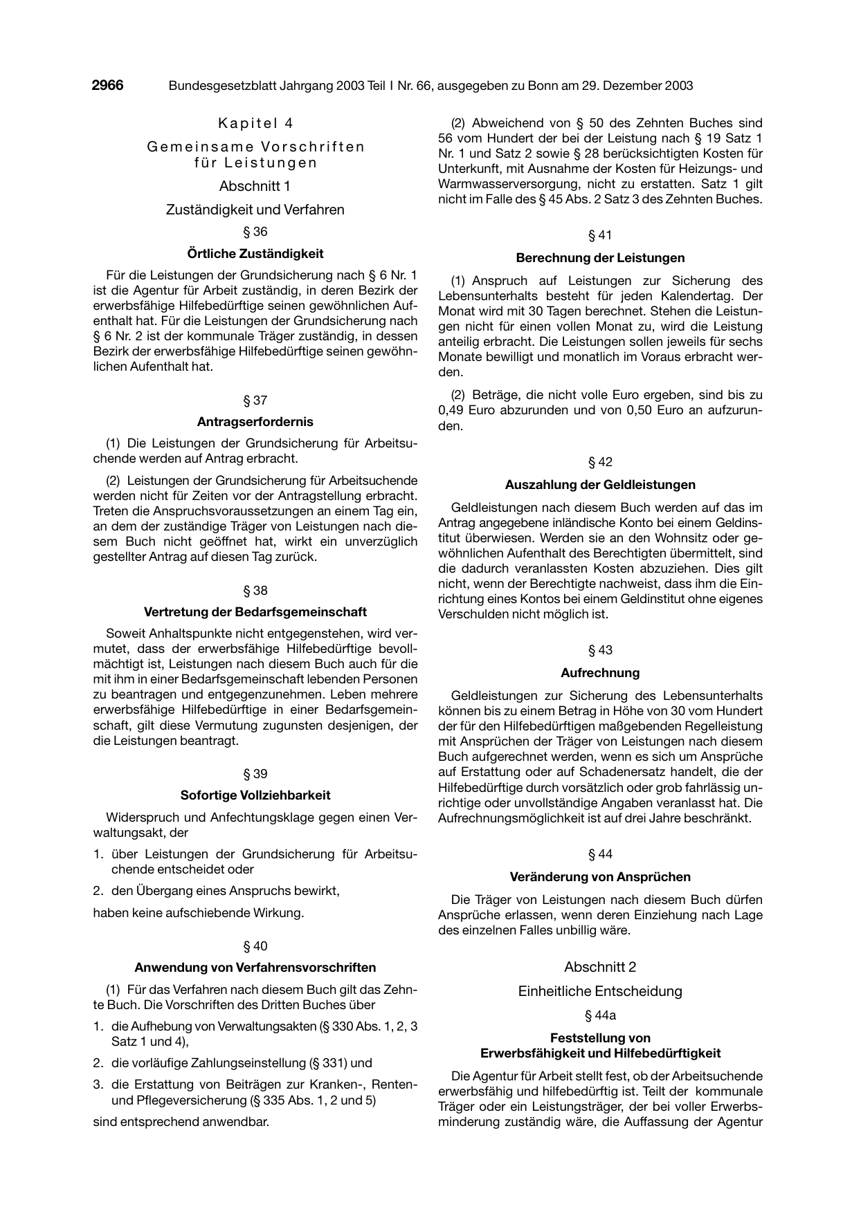 BGBl. 2003, Seite 2966 — Originalseite als Abbildung