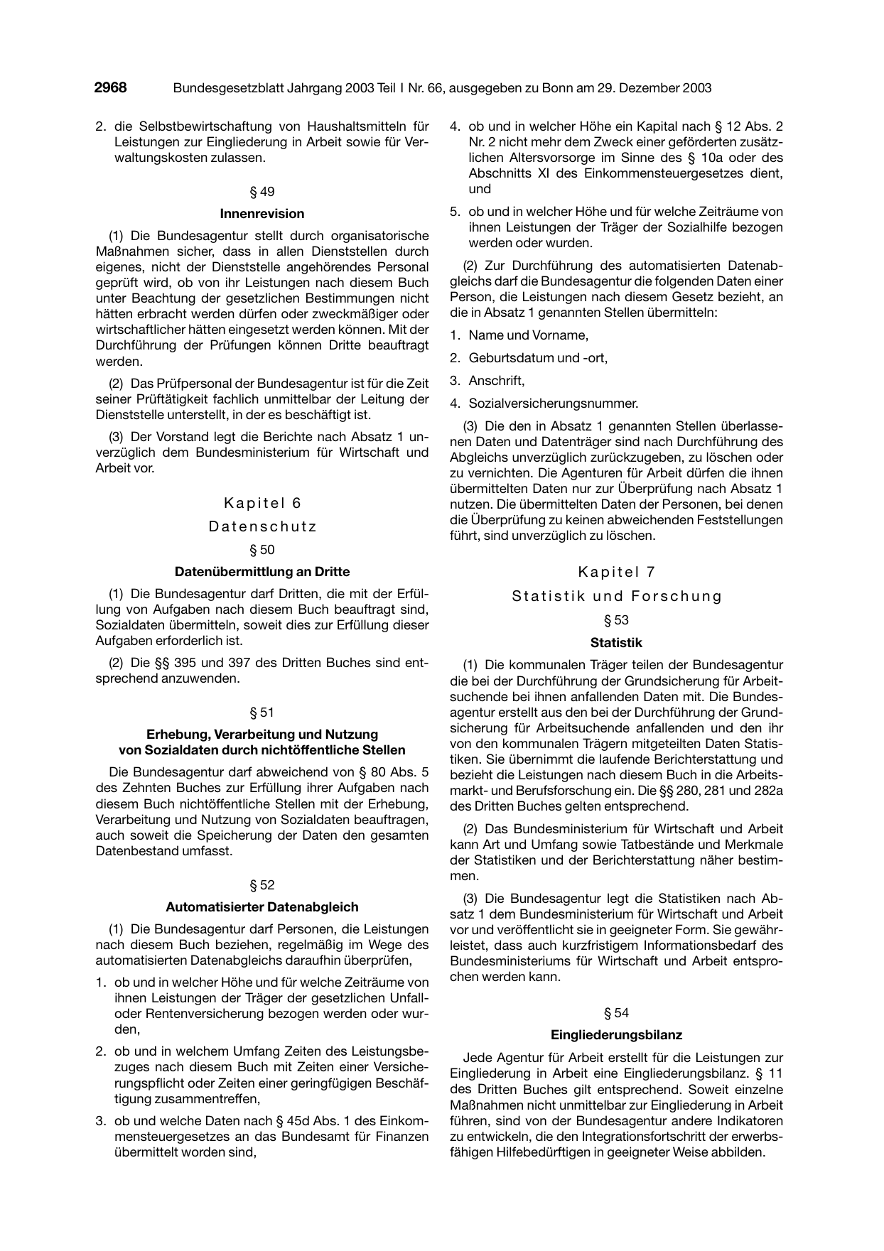 BGBl. 2003, Seite 2968 — Originalseite als Abbildung