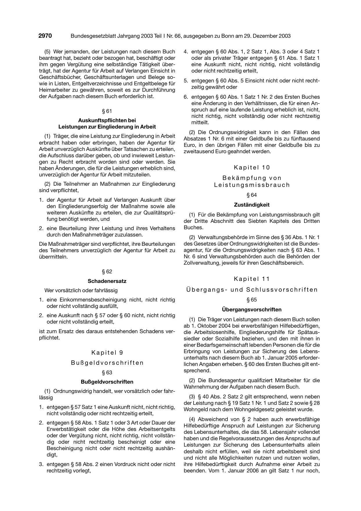 BGBl. 2003, Seite 2970 — Originalseite als Abbildung
