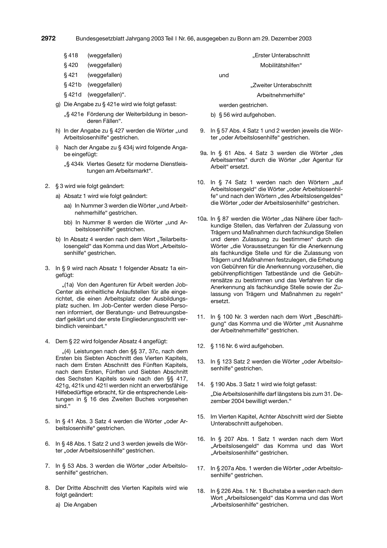 BGBl. 2003, Seite 2972 — Originalseite als Abbildung