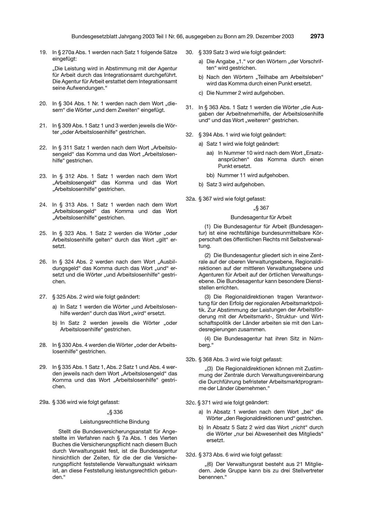 BGBl. 2003, Seite 2973 — Originalseite als Abbildung