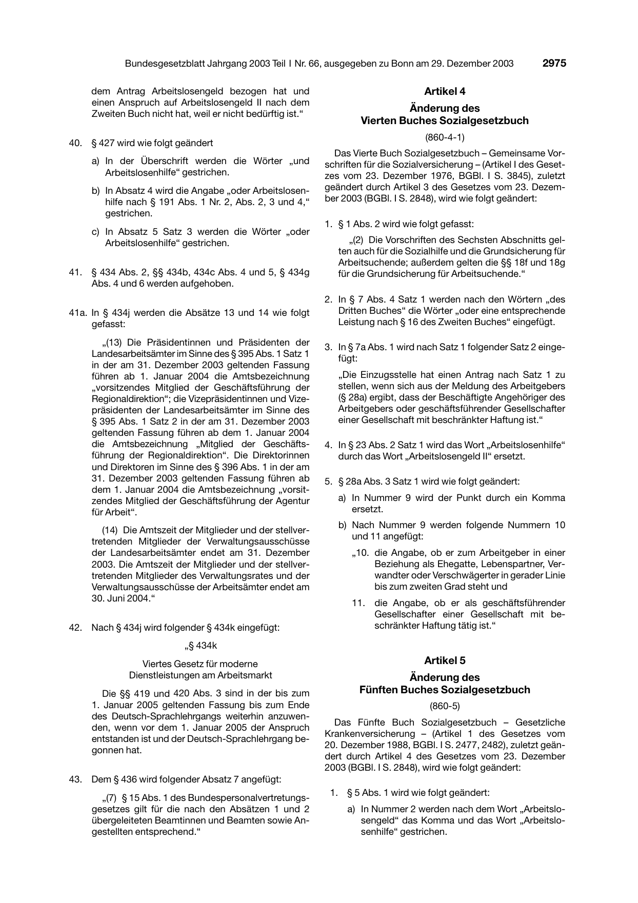 BGBl. 2003, Seite 2975 — Originalseite als Abbildung