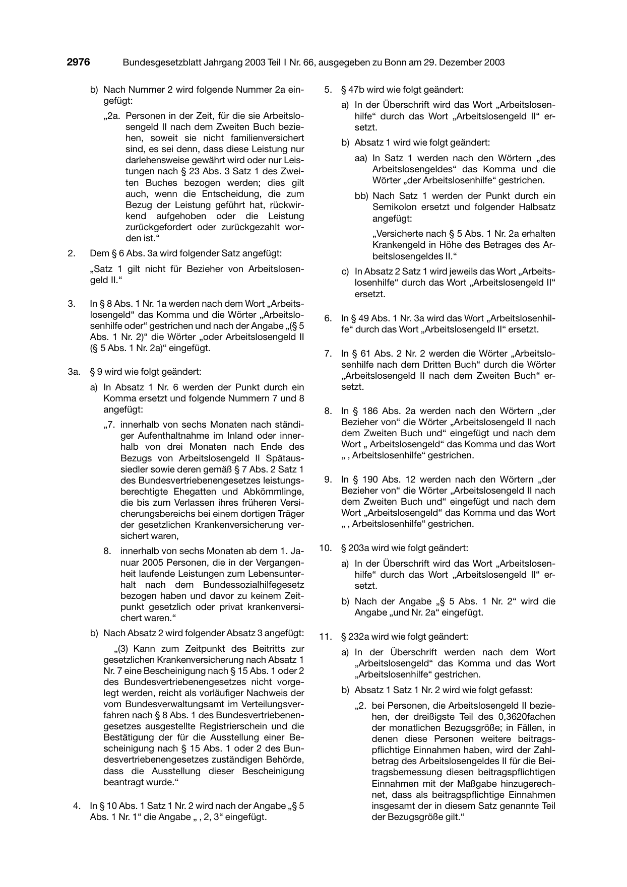 BGBl. 2003, Seite 2976 — Originalseite als Abbildung