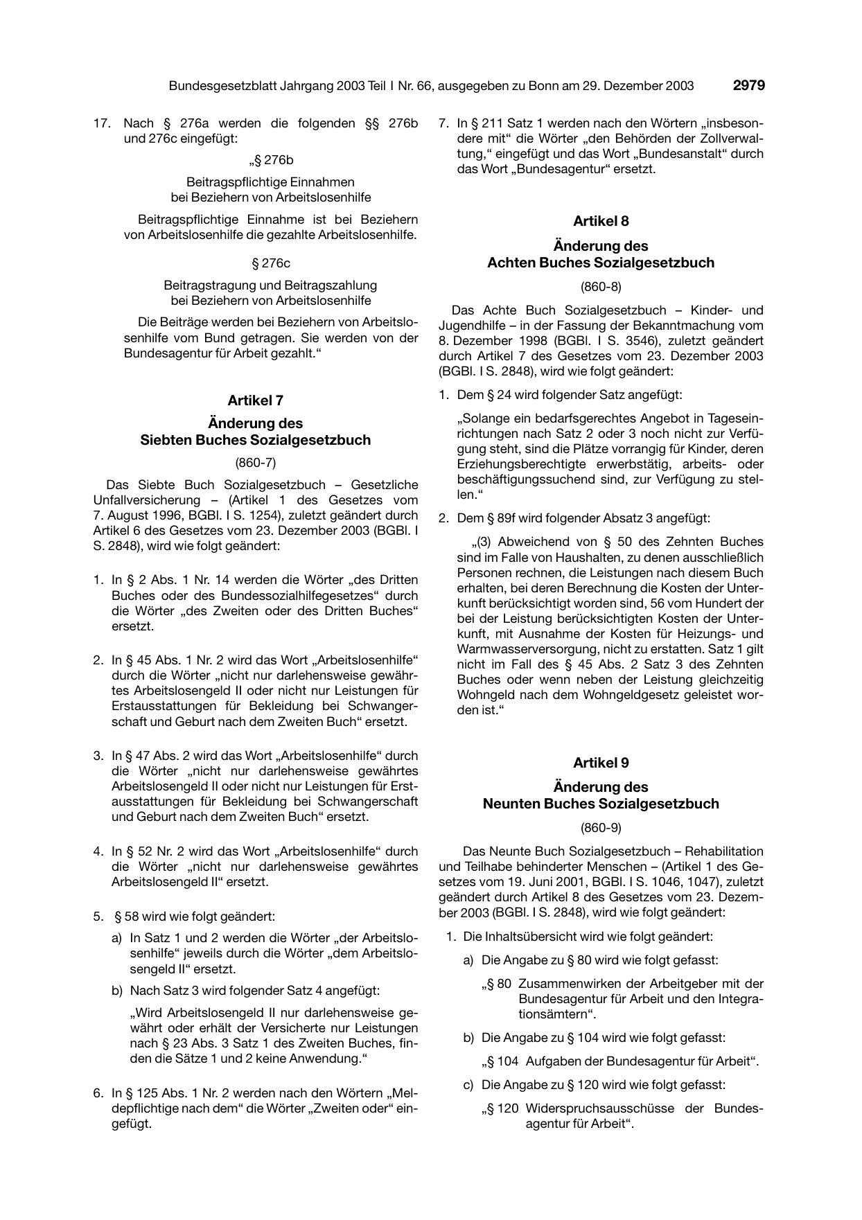 BGBl. 2003, Seite 2979 — Originalseite als Abbildung