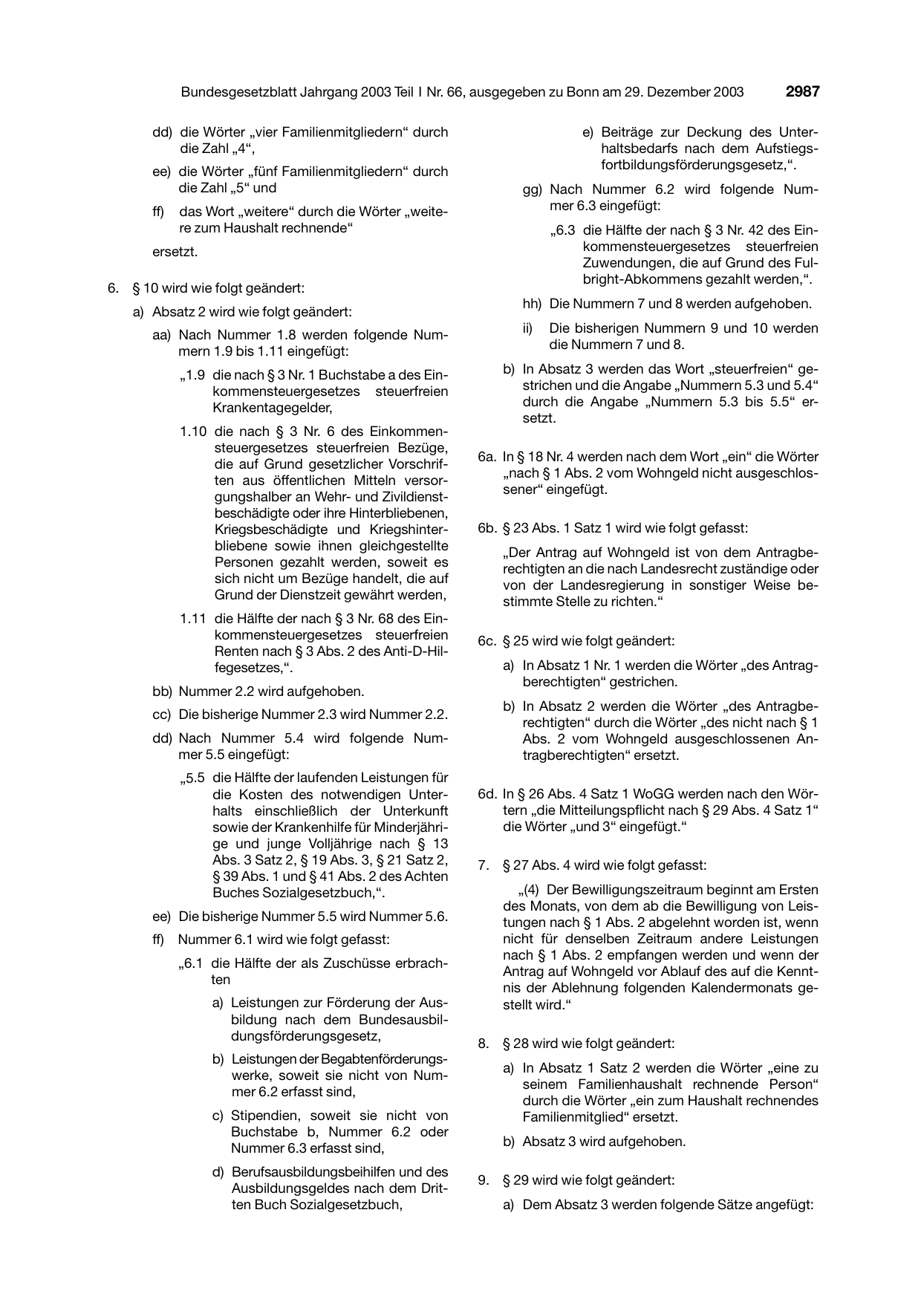 BGBl. 2003, Seite 2987 — Originalseite als Abbildung