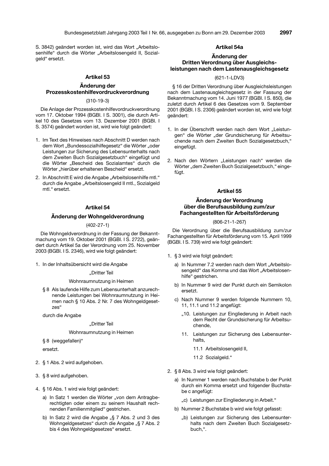 BGBl. 2003, Seite 2997 — Originalseite als Abbildung
