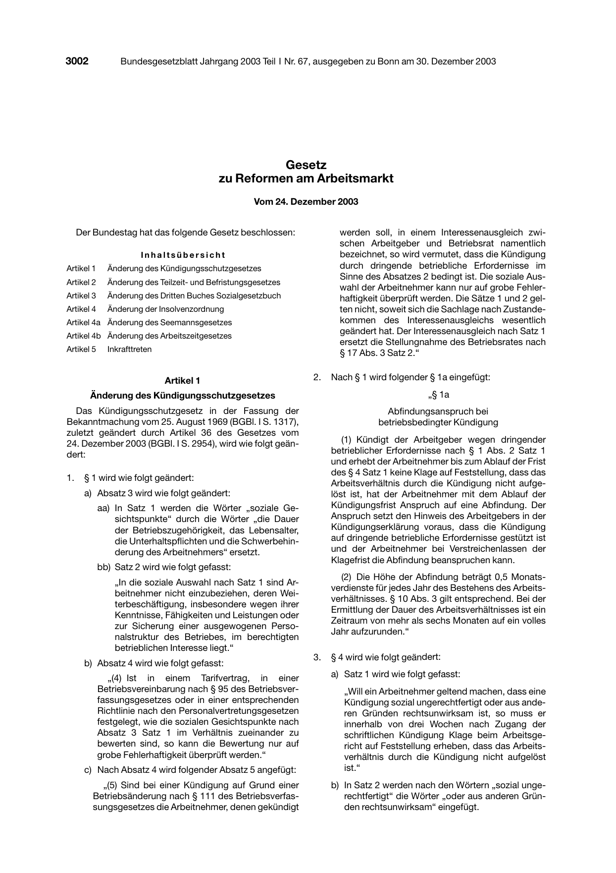 BGBl. 2003, Seite 3002 — Originalseite als Abbildung
