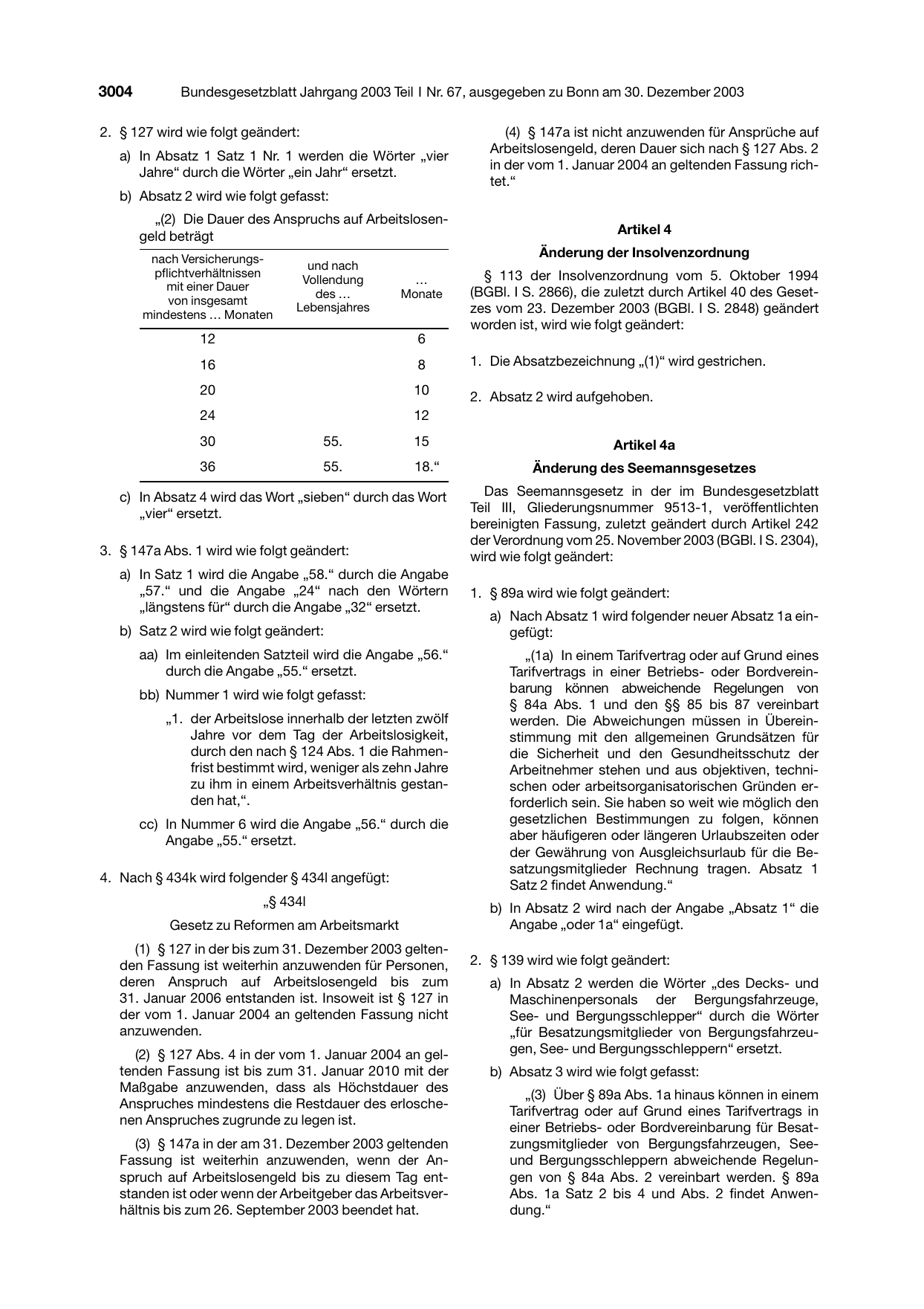 BGBl. 2003, Seite 3004 — Originalseite als Abbildung