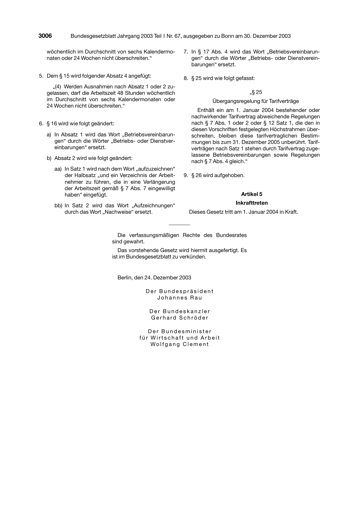 BGBl. 2003, Seite 3006 — Originalseite als Abbildung