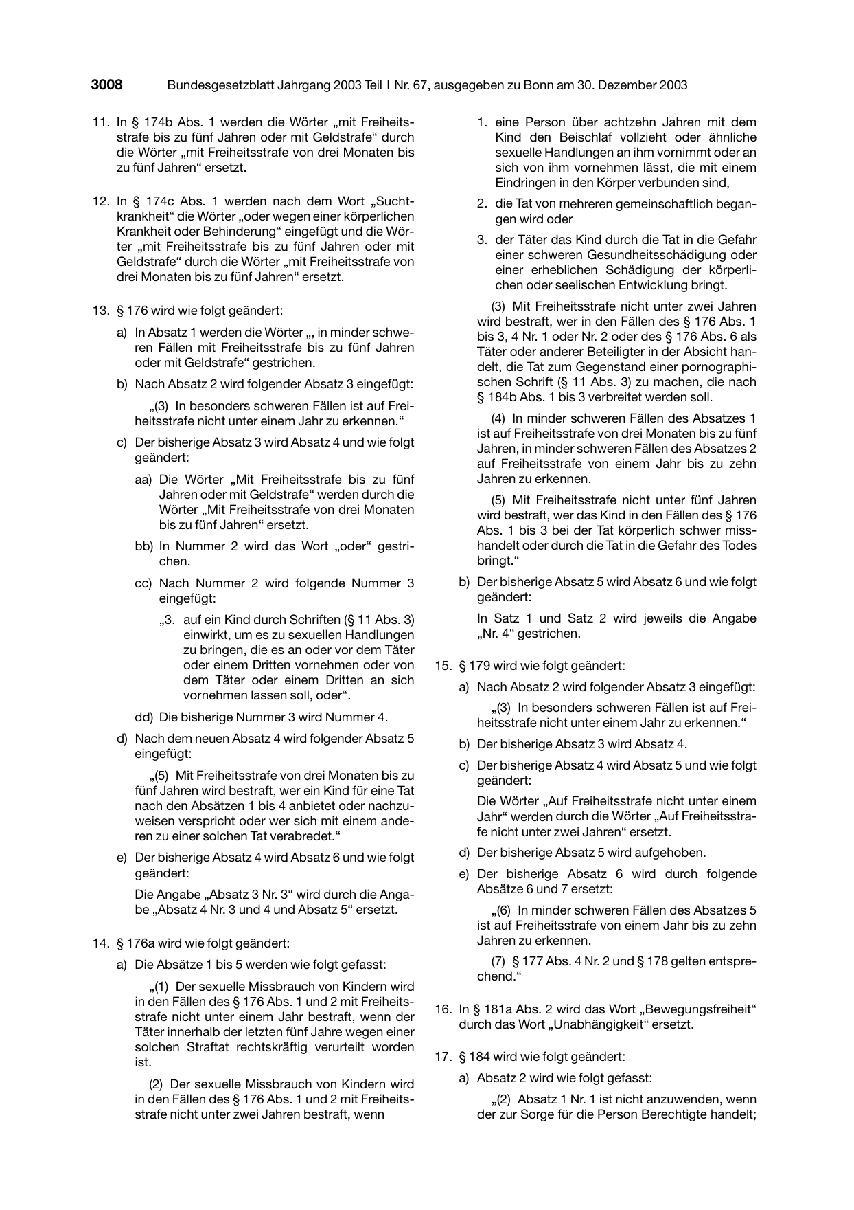 BGBl. 2003, Seite 3008 — Originalseite als Abbildung