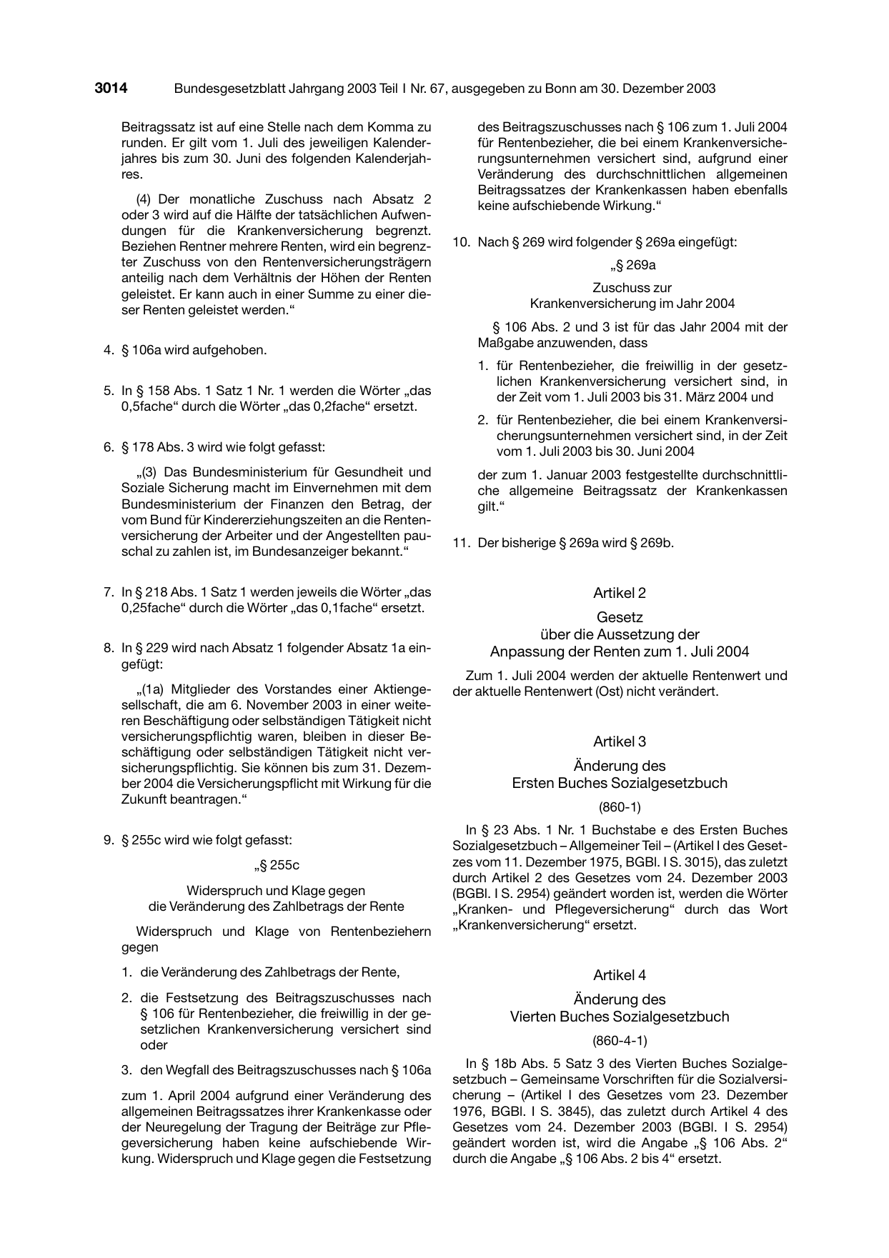 BGBl. 2003, Seite 3014 — Originalseite als Abbildung