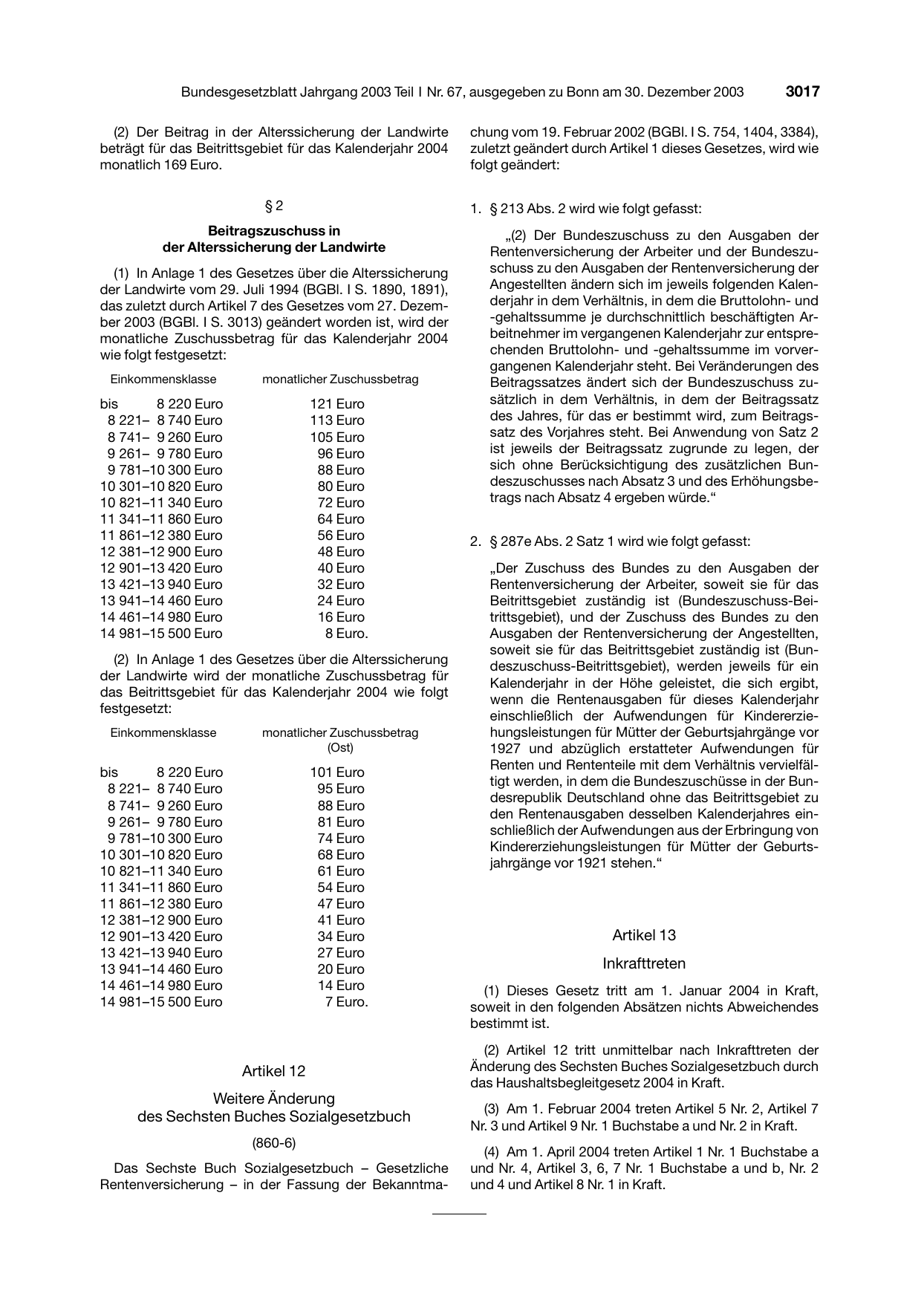 BGBl. 2003, Seite 3017 — Originalseite als Abbildung
