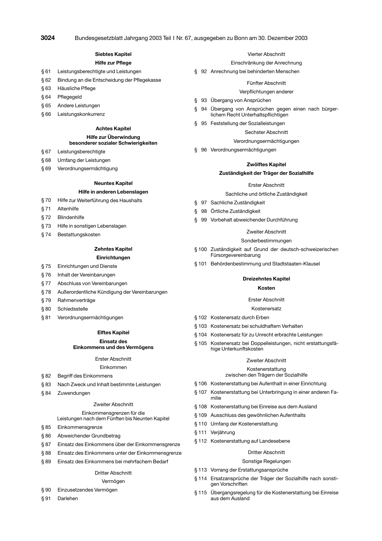 BGBl. 2003, Seite 3024 — Originalseite als Abbildung
