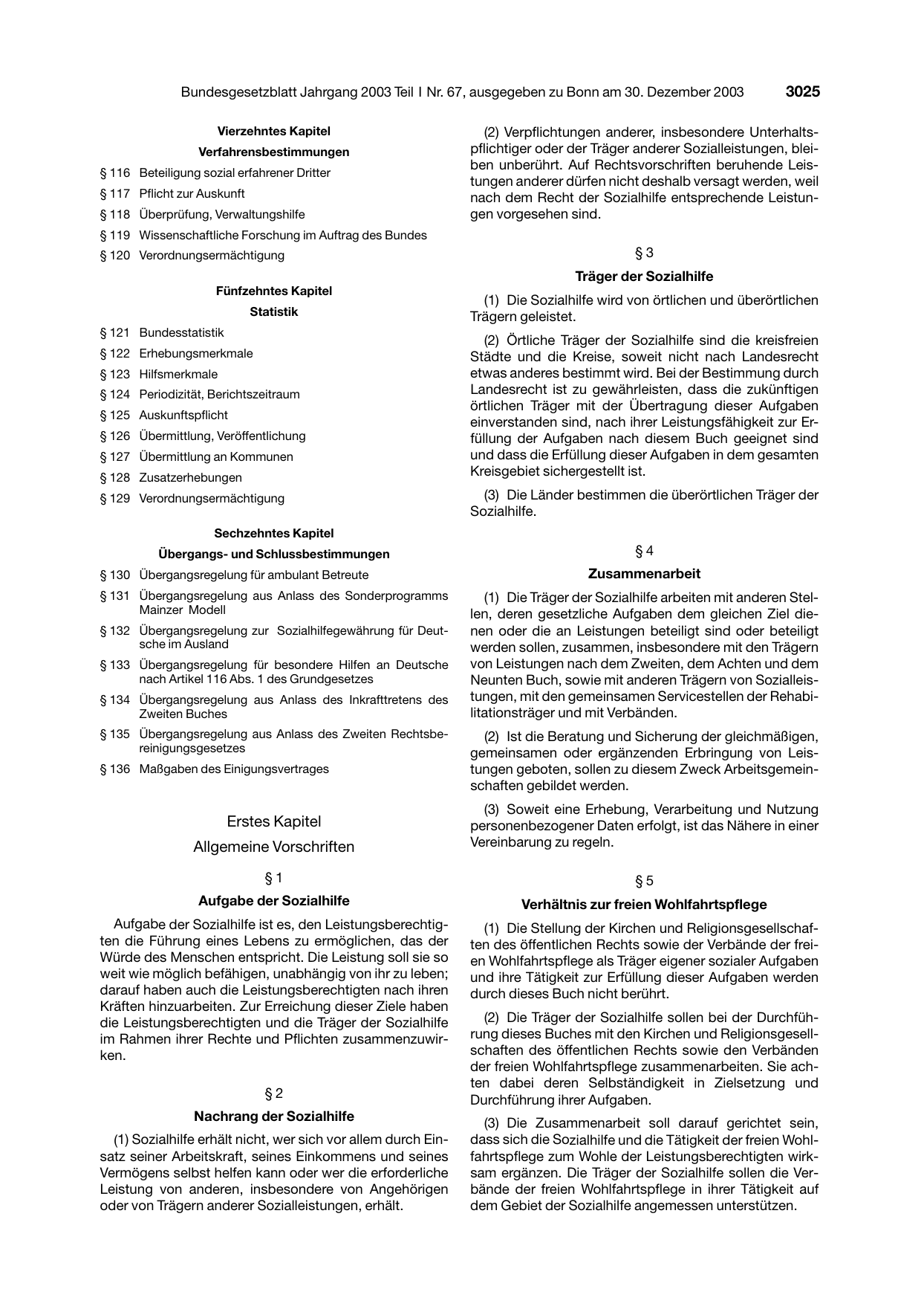 BGBl. 2003, Seite 3025 — Originalseite als Abbildung