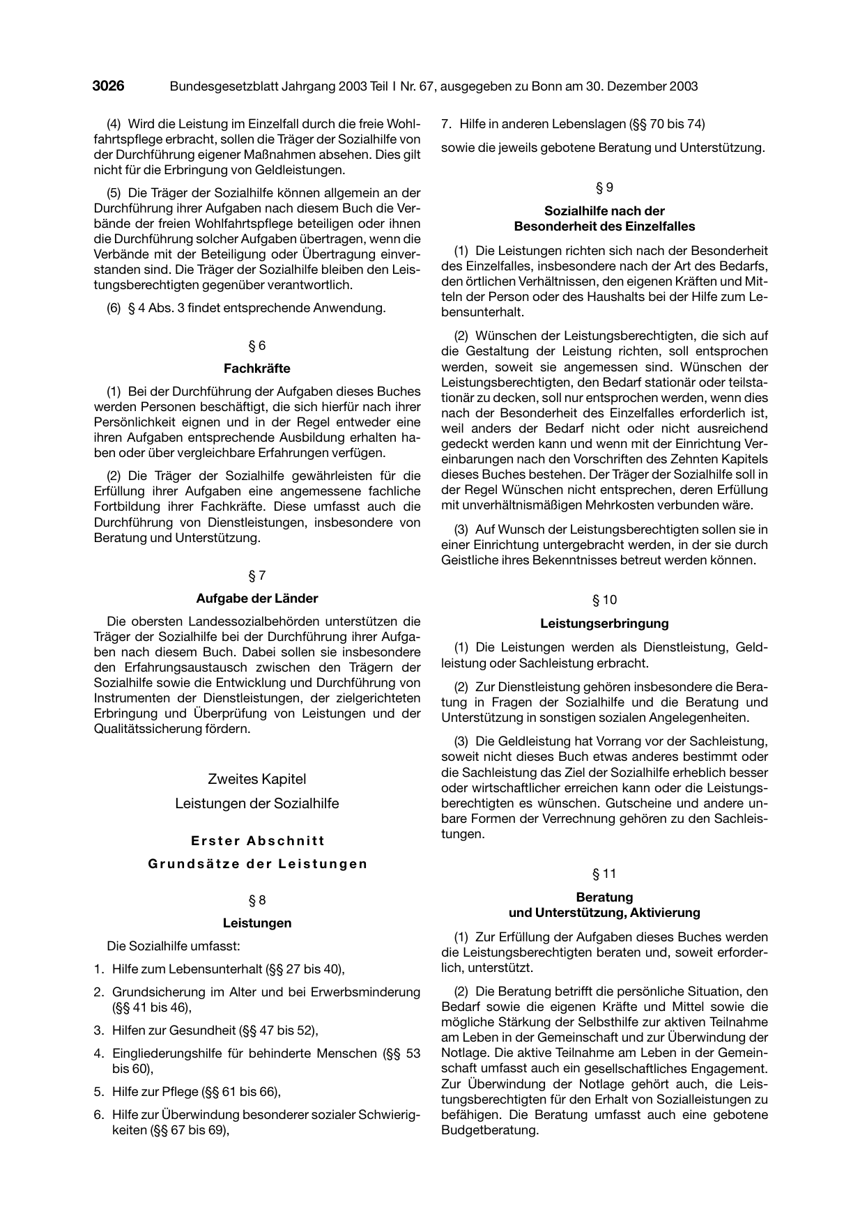 BGBl. 2003, Seite 3026 — Originalseite als Abbildung
