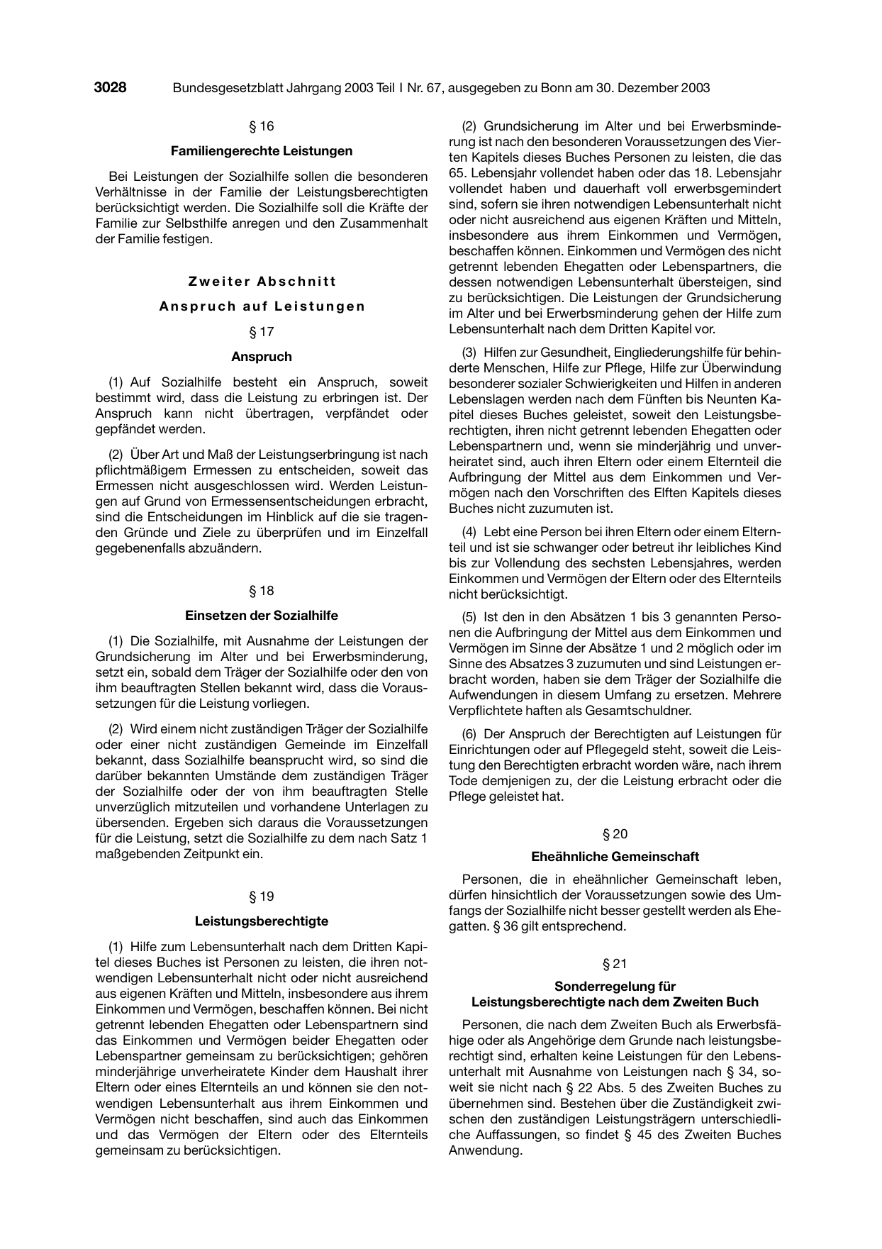 BGBl. 2003, Seite 3028 — Originalseite als Abbildung
