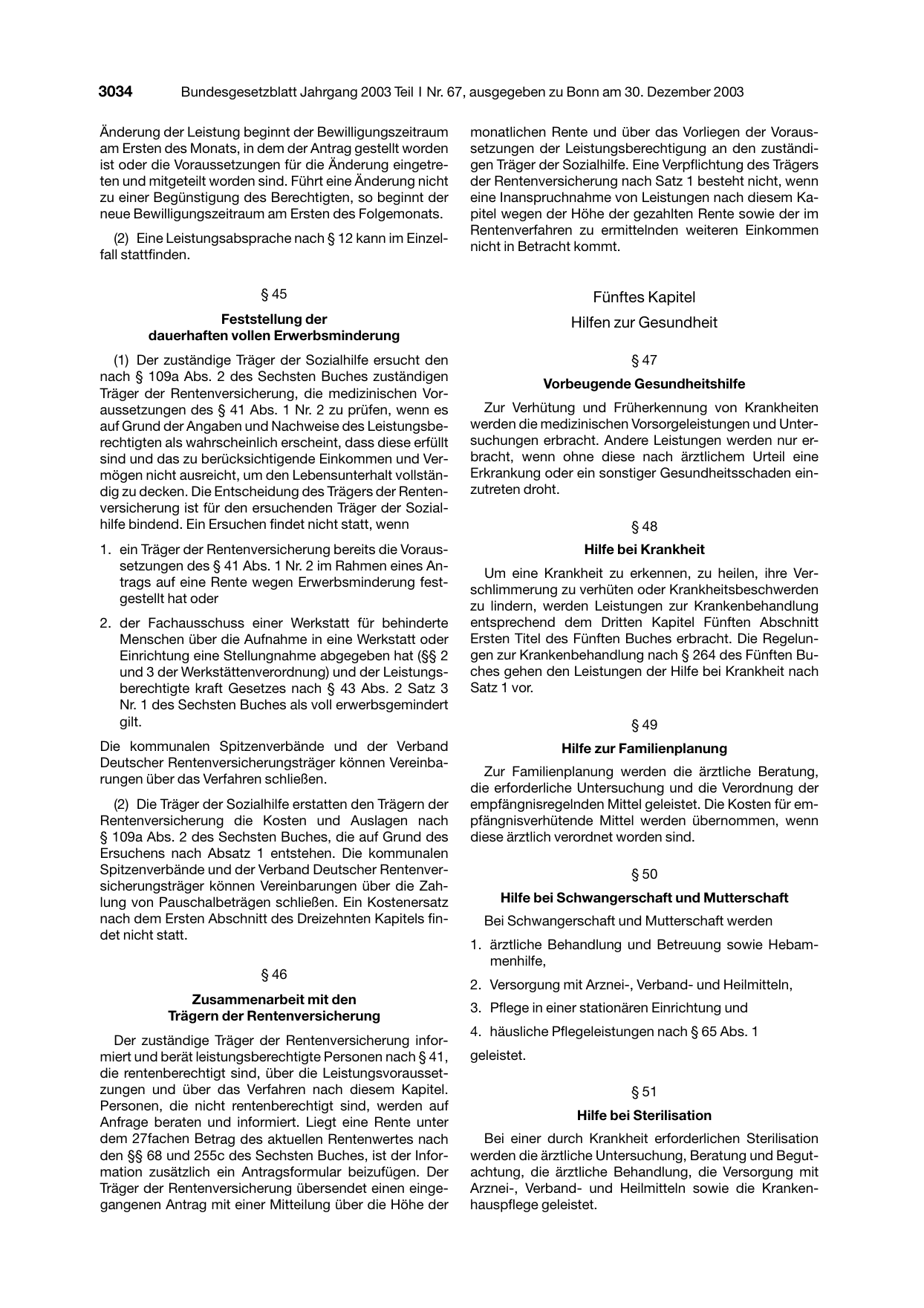 BGBl. 2003, Seite 3034 — Originalseite als Abbildung