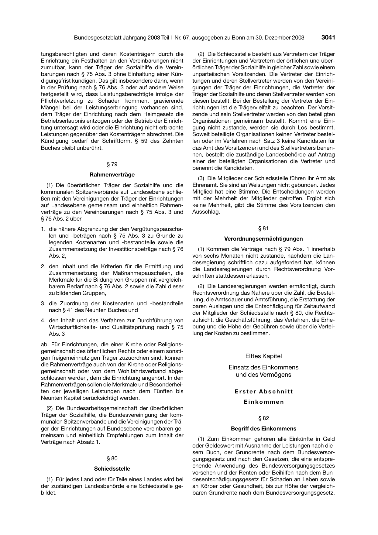 BGBl. 2003, Seite 3041 — Originalseite als Abbildung