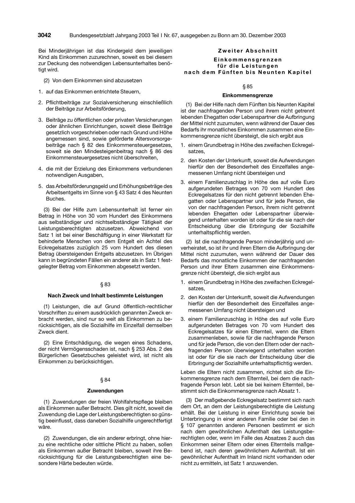 BGBl. 2003, Seite 3042 — Originalseite als Abbildung