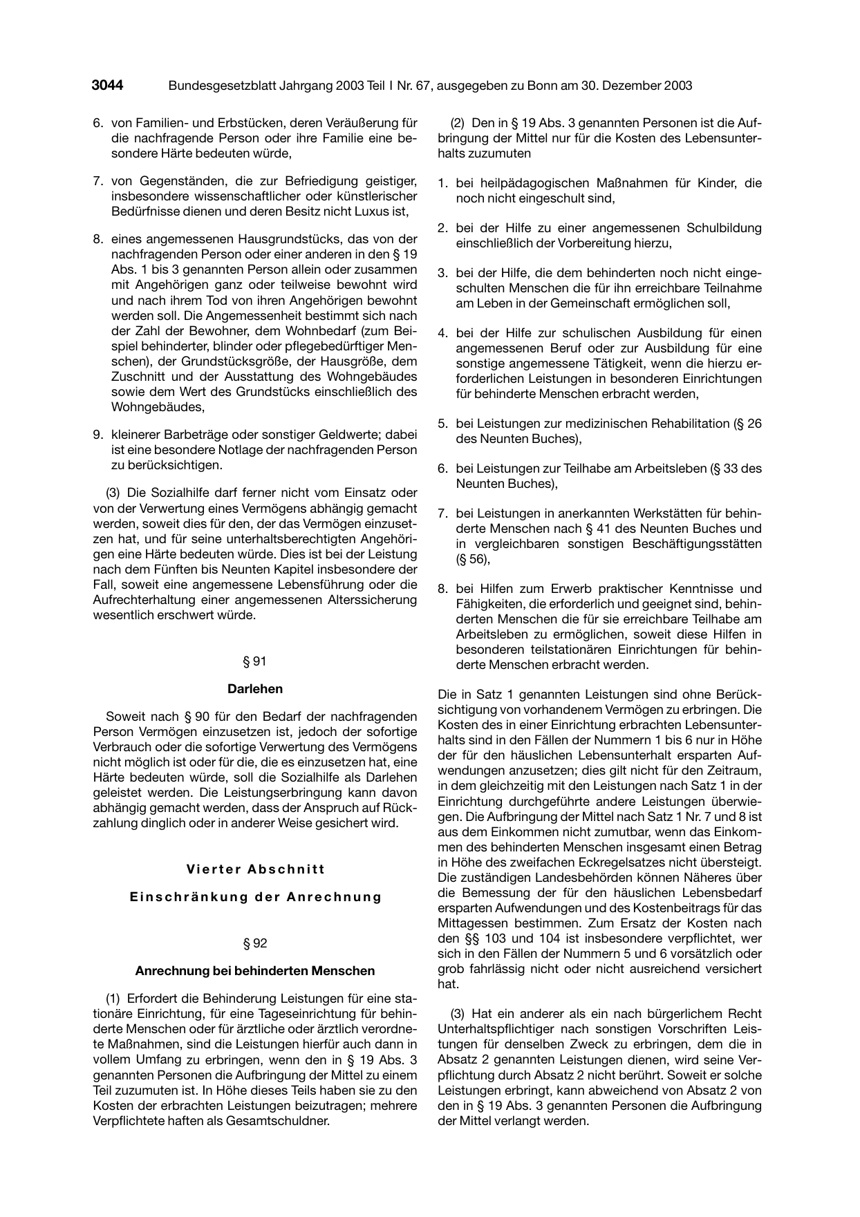BGBl. 2003, Seite 3044 — Originalseite als Abbildung