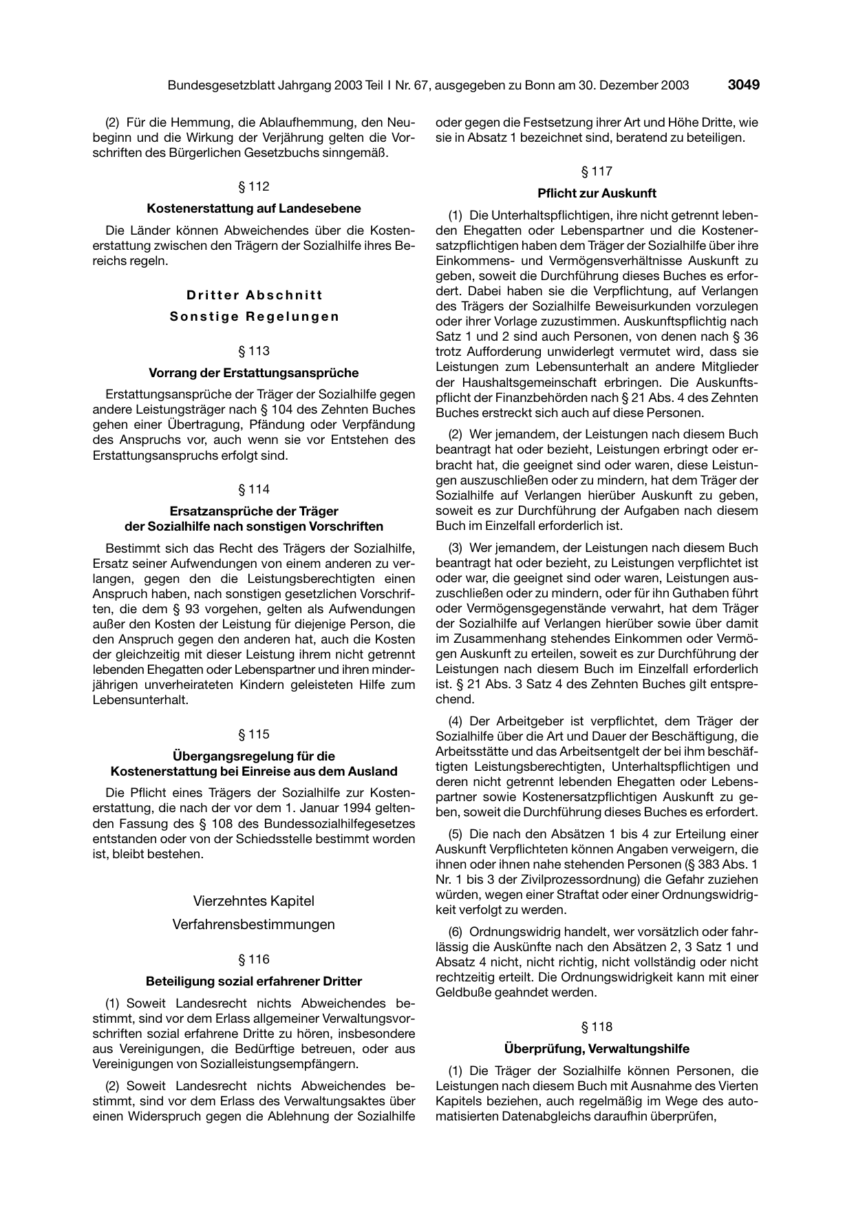 BGBl. 2003, Seite 3049 — Originalseite als Abbildung
