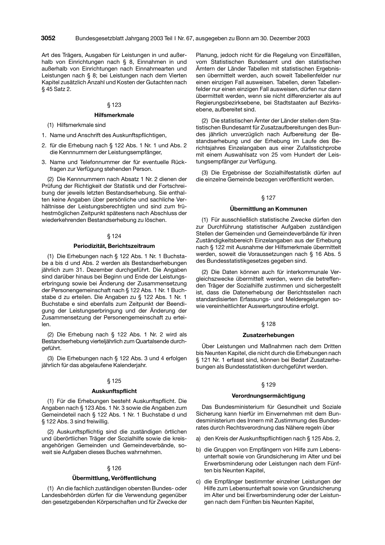 BGBl. 2003, Seite 3052 — Originalseite als Abbildung