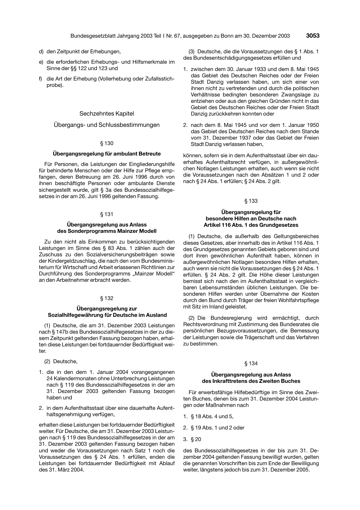 BGBl. 2003, Seite 3053 — Originalseite als Abbildung