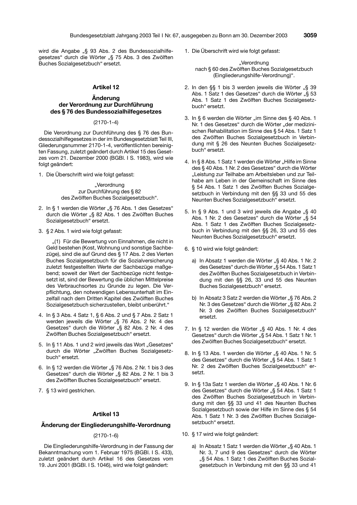 BGBl. 2003, Seite 3059 — Originalseite als Abbildung