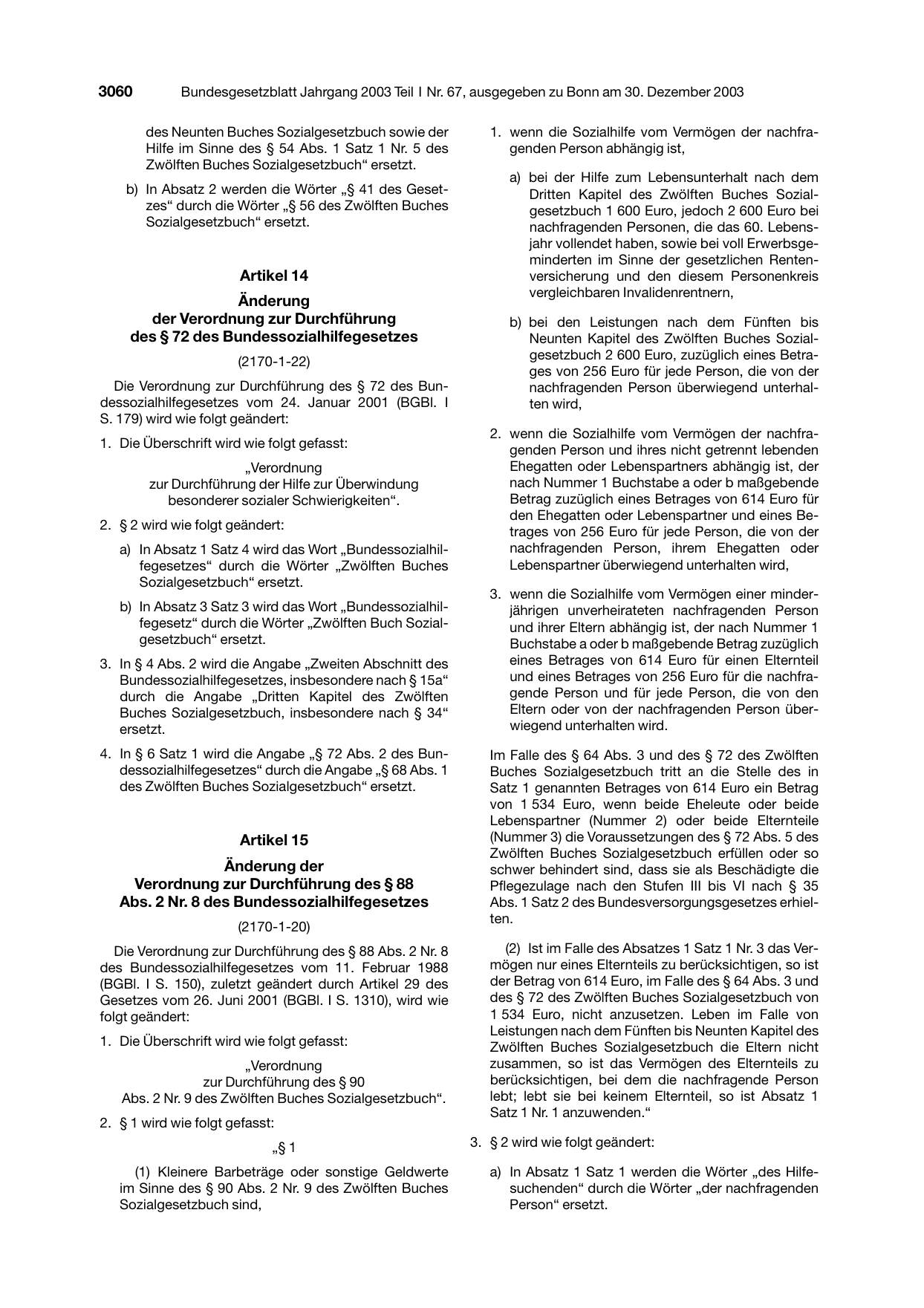 BGBl. 2003, Seite 3060 — Originalseite als Abbildung