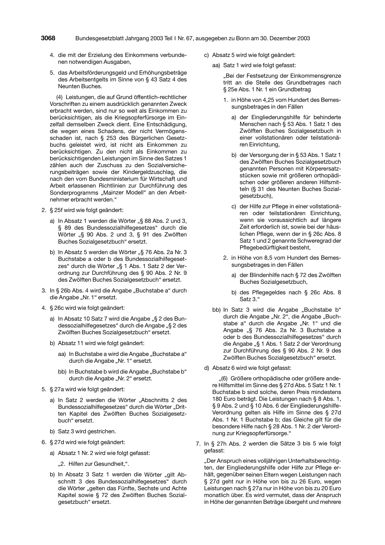 BGBl. 2003, Seite 3068 — Originalseite als Abbildung
