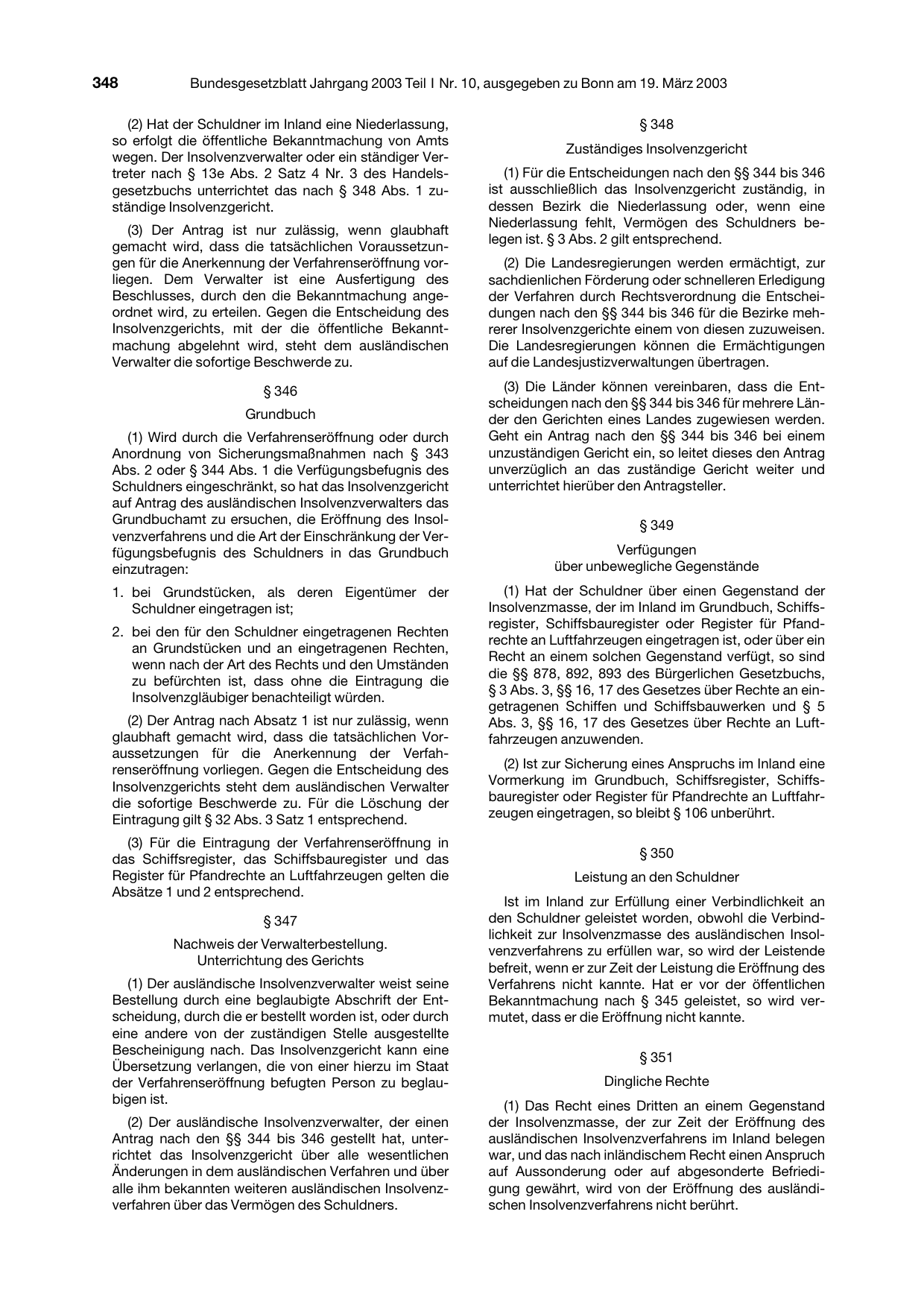 BGBl. 2003, Seite 348 — Originalseite als Abbildung