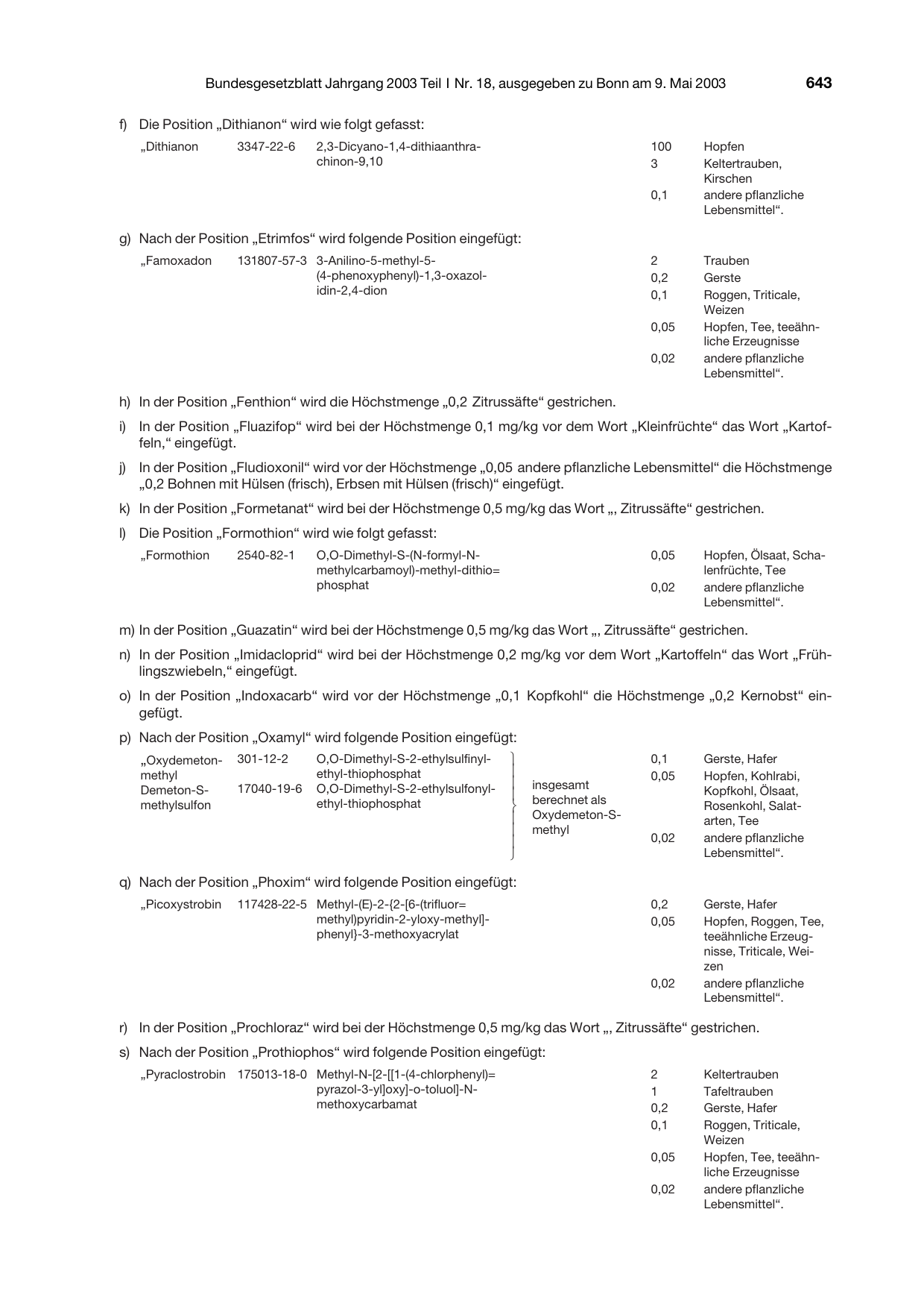BGBl. 2003, Seite 643 — Originalseite als Abbildung