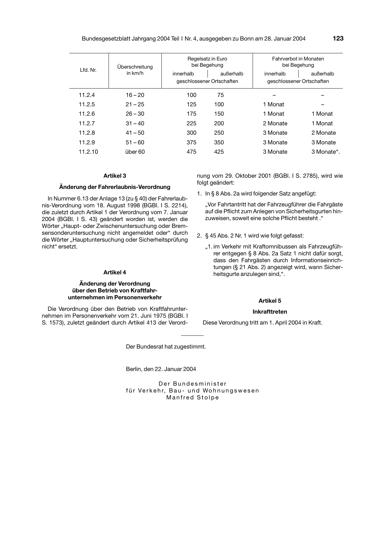 BGBl. 2004, Seite 123 — Originalseite als Abbildung