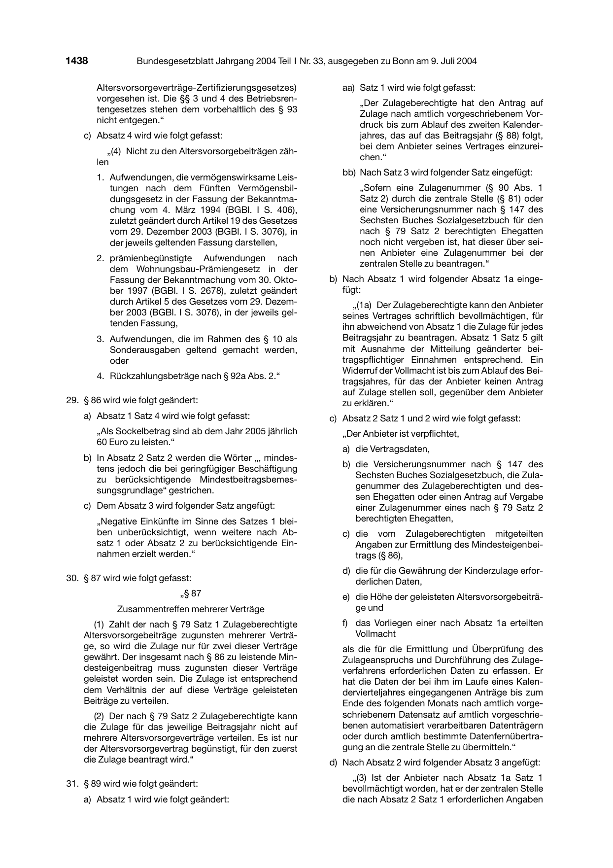 BGBl. 2004, Seite 1438 — Originalseite als Abbildung