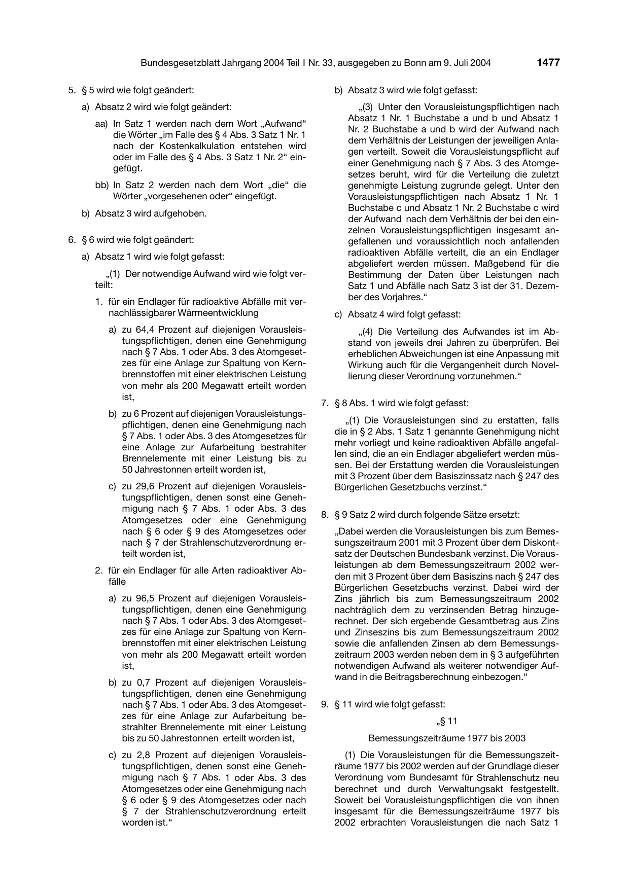 BGBl. 2004, Seite 1477 — Originalseite als Abbildung