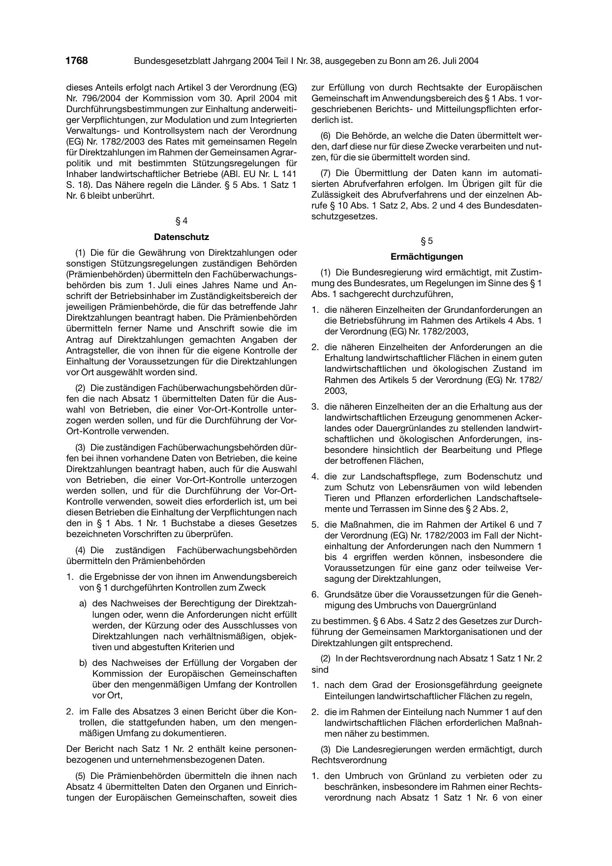 BGBl. 2004, Seite 1768 — Originalseite als Abbildung