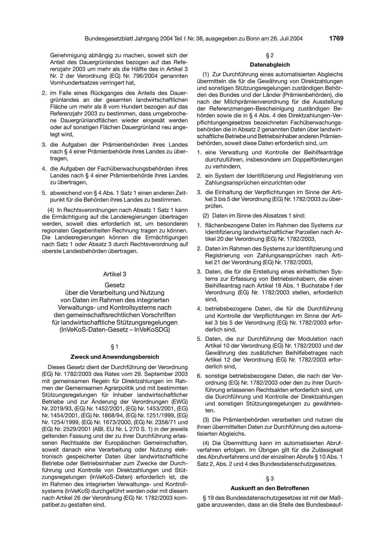 BGBl. 2004, Seite 1769 — Originalseite als Abbildung