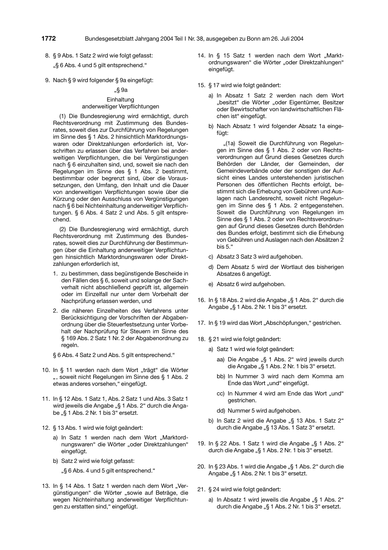BGBl. 2004, Seite 1772 — Originalseite als Abbildung