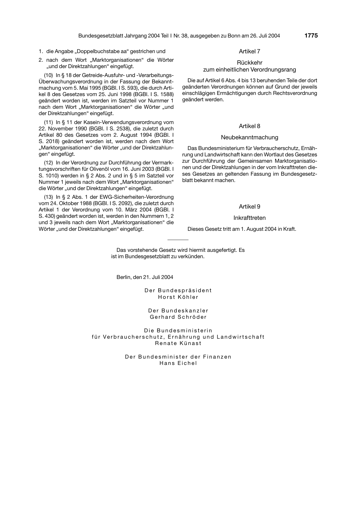 BGBl. 2004, Seite 1775 — Originalseite als Abbildung