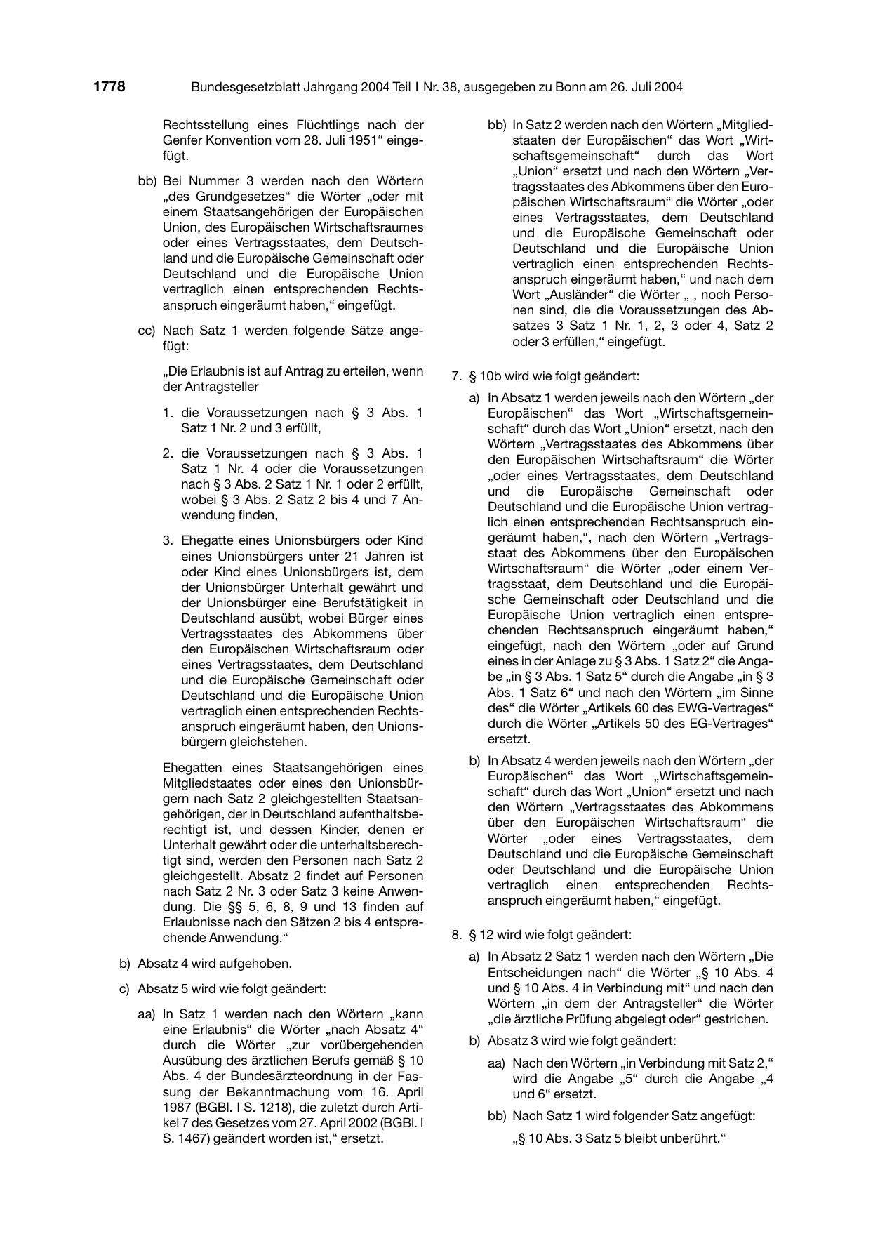 BGBl. 2004, Seite 1778 — Originalseite als Abbildung