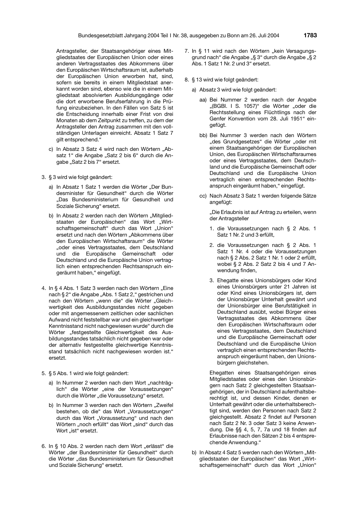 BGBl. 2004, Seite 1783 — Originalseite als Abbildung