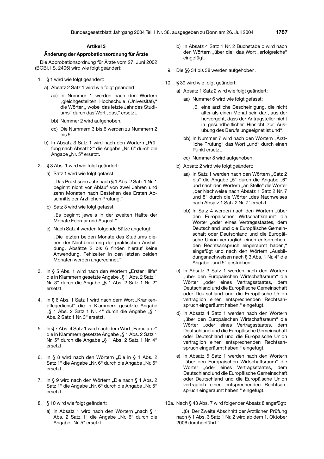 BGBl. 2004, Seite 1787 — Originalseite als Abbildung
