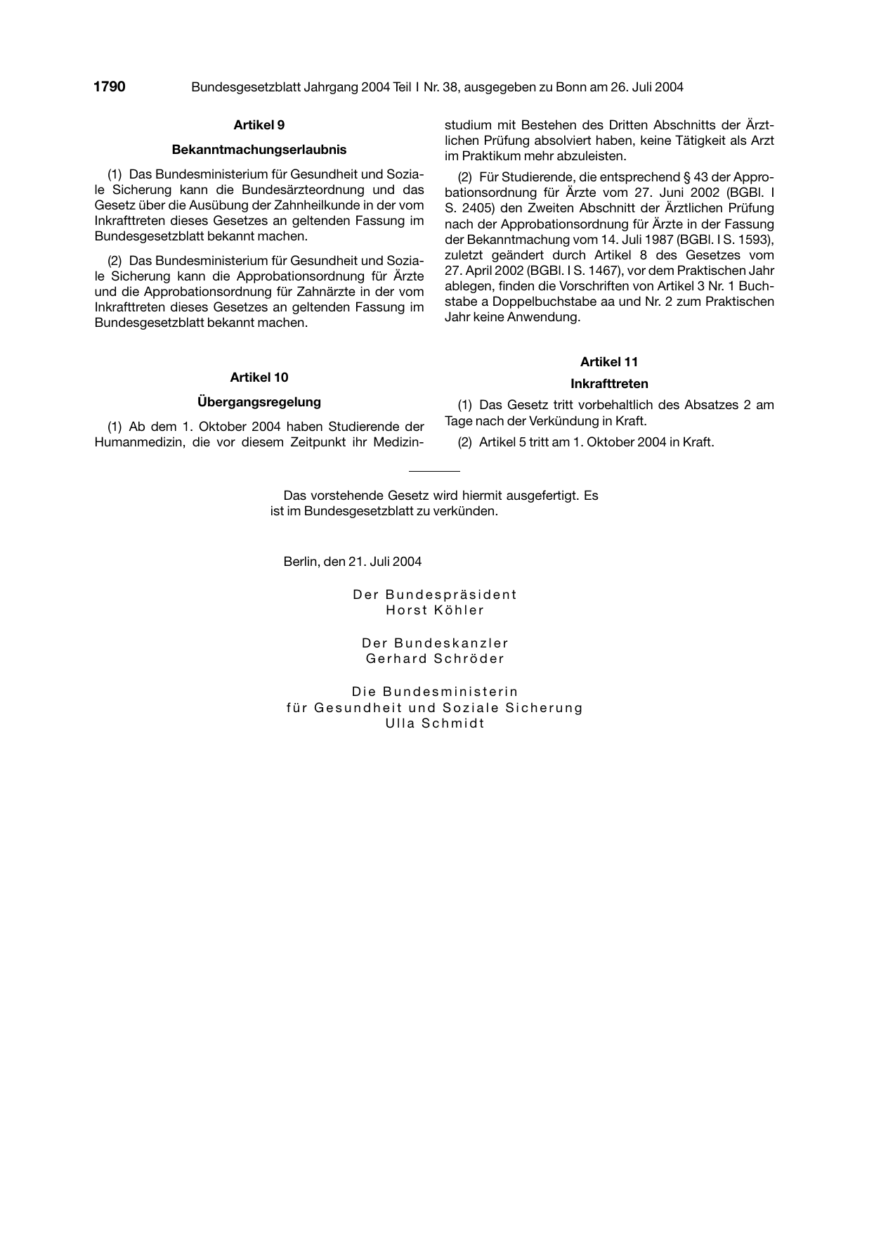 BGBl. 2004, Seite 1790 — Originalseite als Abbildung
