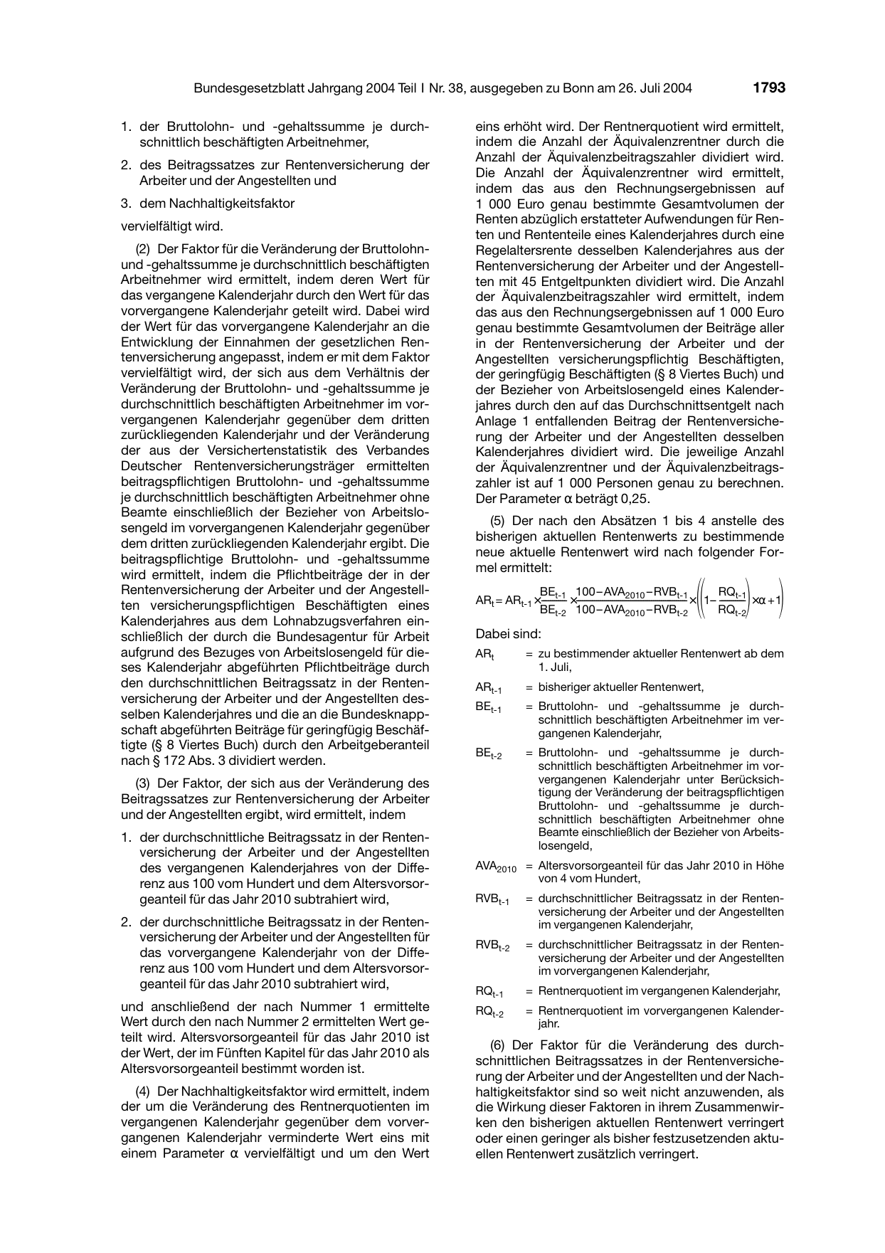 BGBl. 2004, Seite 1793 — Originalseite als Abbildung