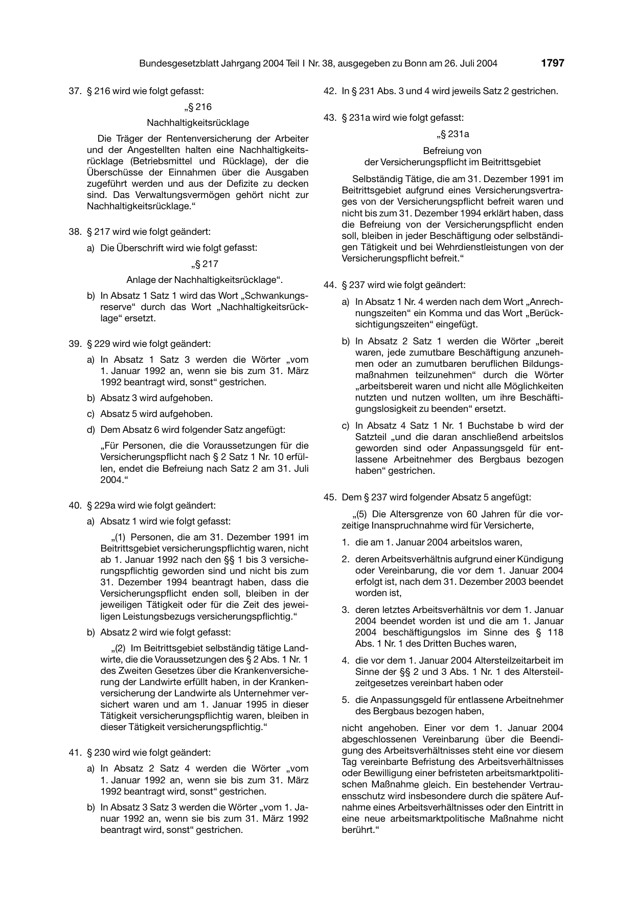 BGBl. 2004, Seite 1797 — Originalseite als Abbildung