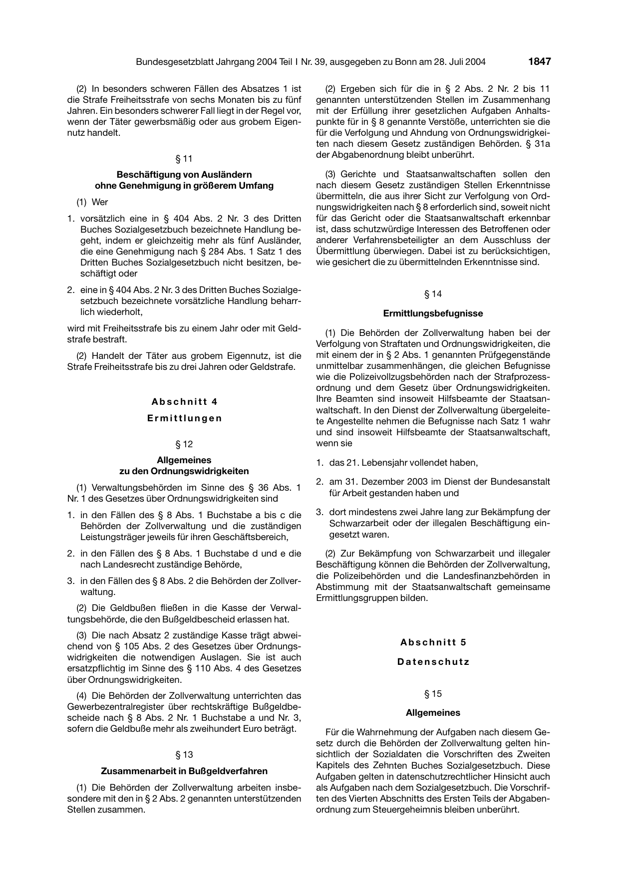 BGBl. 2004, Seite 1847 — Originalseite als Abbildung