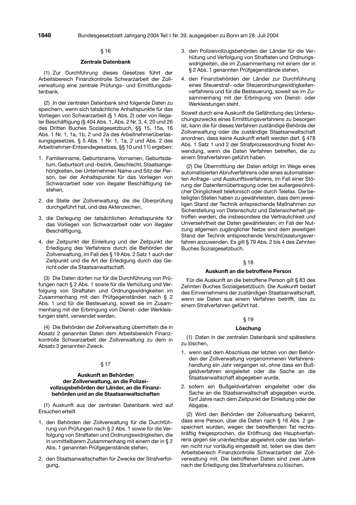 BGBl. 2004, Seite 1848 — Originalseite als Abbildung