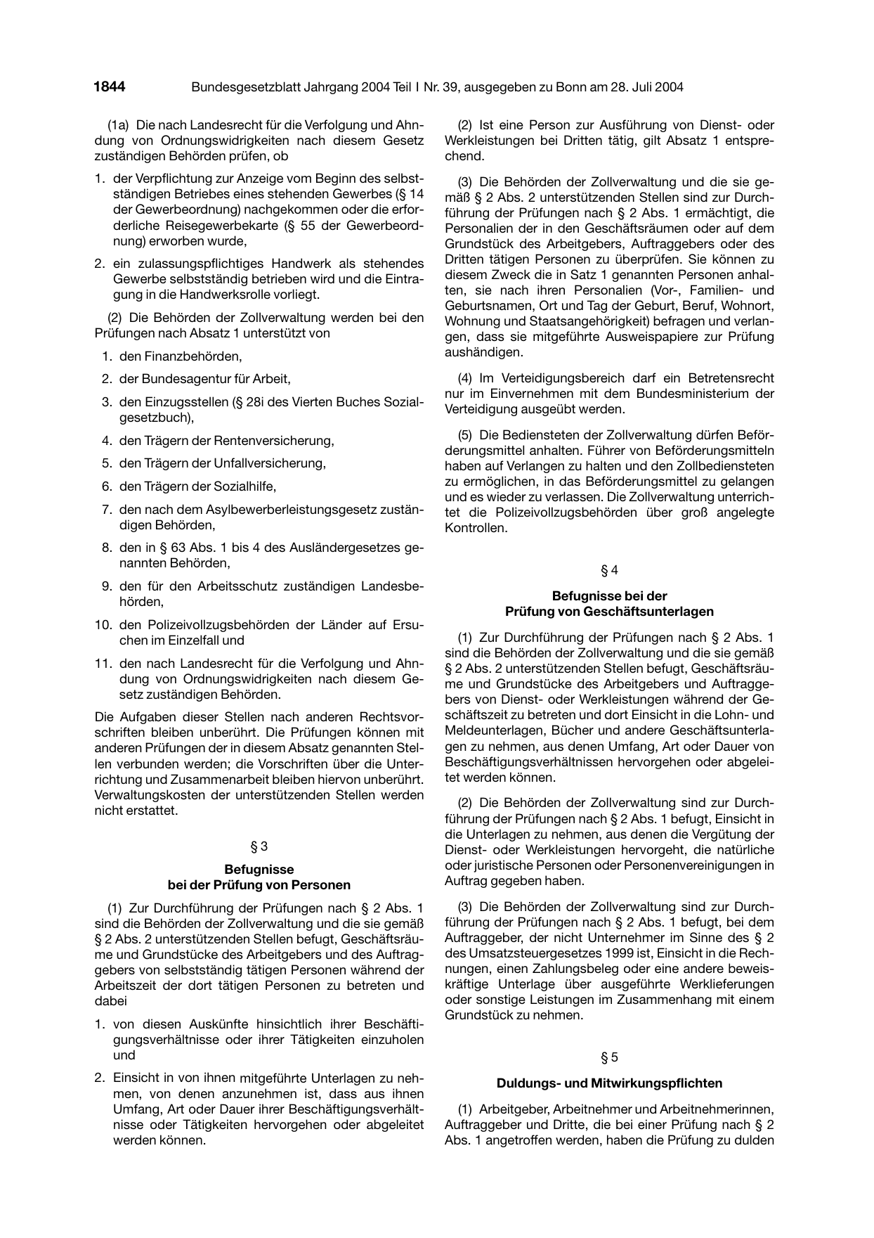 BGBl. 2004, Seite 1844 — Originalseite als Abbildung