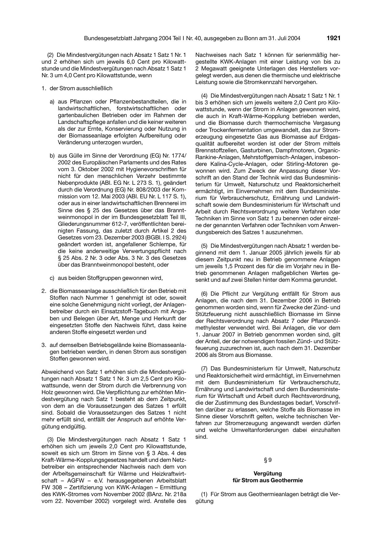 BGBl. 2004, Seite 1921 — Originalseite als Abbildung